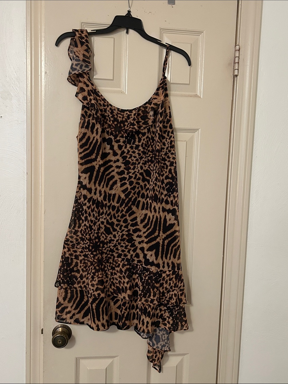 Anthropologie Leopard-Print Slip Dress in Brown and Black